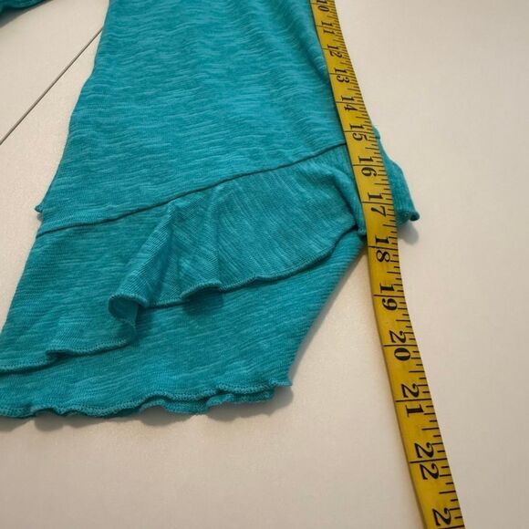 NEW Soft Surroundings Erin Tunic Top Teal Blue Linen Blend Ruffle Sleeve Top SzM - Picture 10 of 15